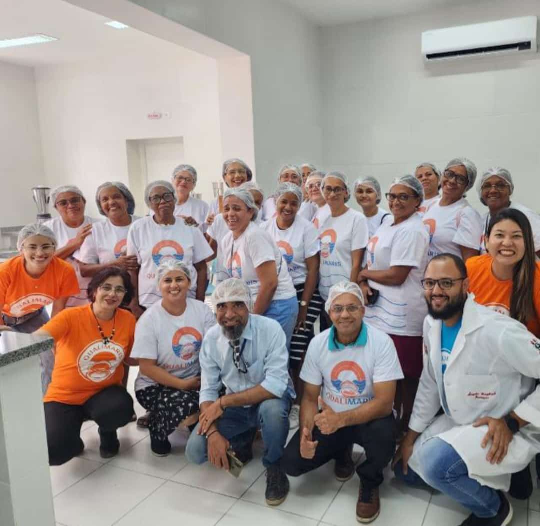 Marisco embalado a vácuo com selo POP